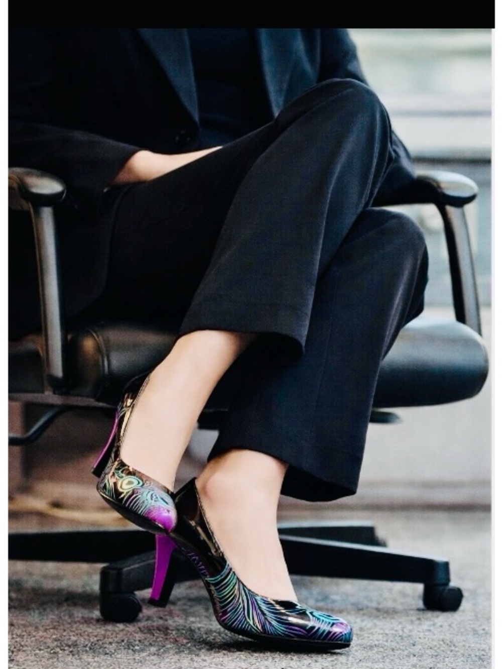 T.U.K. Peacock Print Heels Sz 7 Purple Black Pinup Rockabilly Retro NIB - Picture 5 of 11